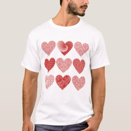 Camiseta San Valentín lindo amor dulce patrón de corazón ro