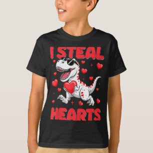 Camiseta San Valentín Roba Corazones Trex Dino Niños Pequeñ