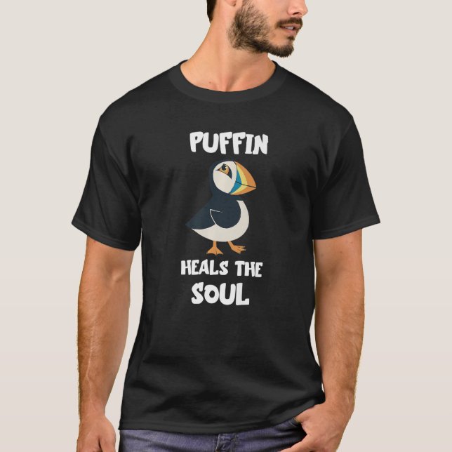 Camiseta Sanar El Alma De La Aleta De Puffin, Mar Animal De (Anverso)