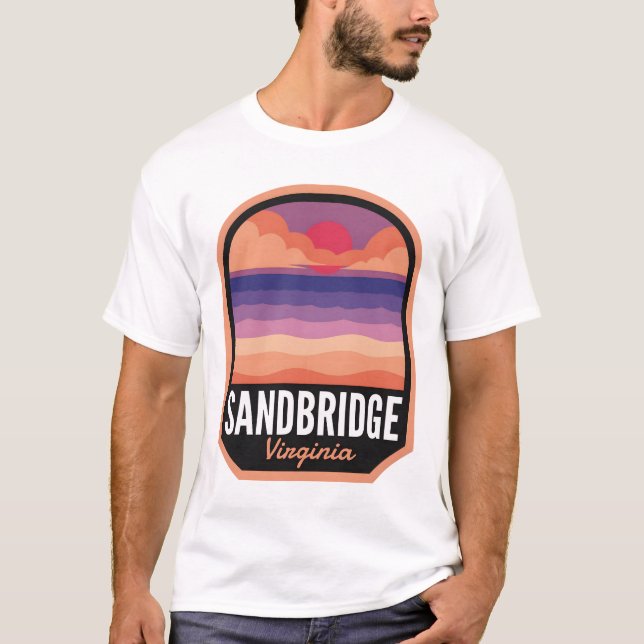 Camiseta Sandbridge Beach VA Retro Sunset (Anverso)