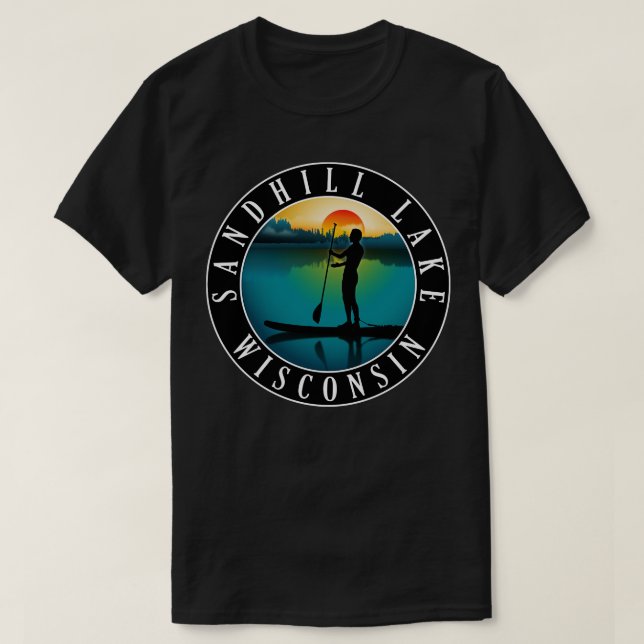 Camiseta Sandhill Lake Wisconsin Paddleboarding (Diseño del anverso)