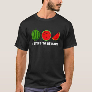 Camiseta sandía 3 pasos para ser feliz fruta de verano