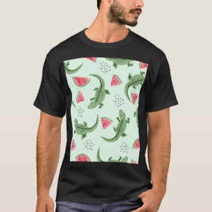 Camiseta Sandía De Cocodrilos, Patrón De Vintage Resumen.