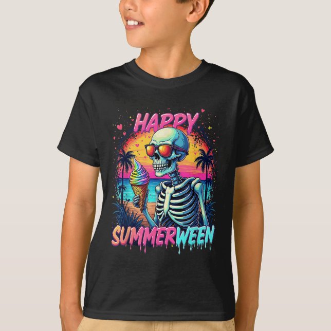Camiseta Sandía de Verano Jack-o-lantern Feliz Summerween  (Anverso)