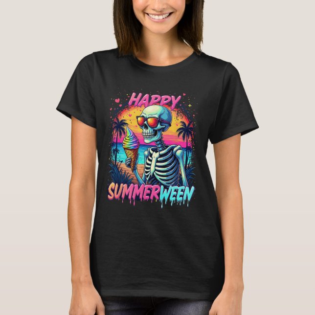 Camiseta Sandía de verano Jack-o-lantern Feliz Summerween  (Anverso)