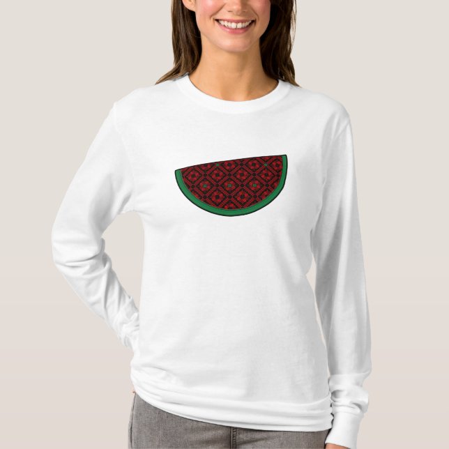 Camiseta sandía palestina Tatuaje rojo bordado (Anverso)