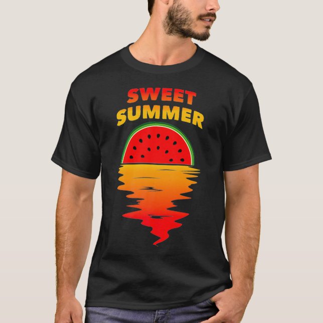 Camiseta sandía - verano dulce - melón - atardecer - playa (Anverso)