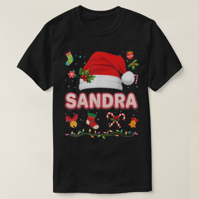 Camiseta Sandra Santa Claus Familia Gorra Feliz Navidad (Diseño del anverso)