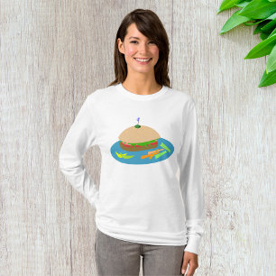 Camiseta Sándwich con comida divertida de los lados de la v