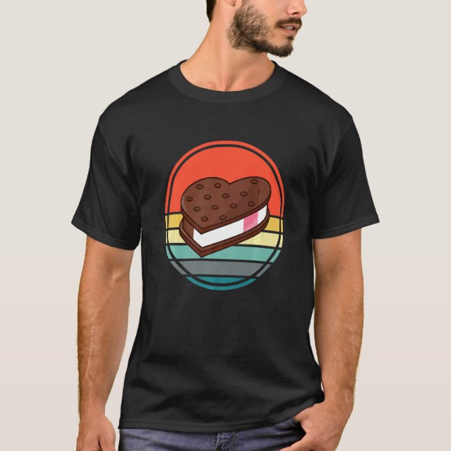 Camiseta Sándwich de helado San Valentín Retro Sunset (Anverso)
