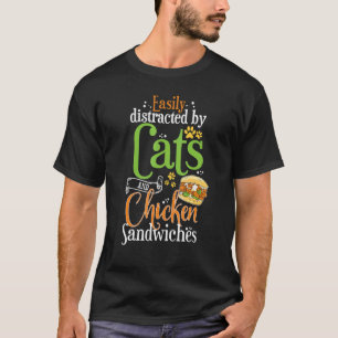 Camiseta Sándwich de pollo Gatos y hamburguesa de pollo