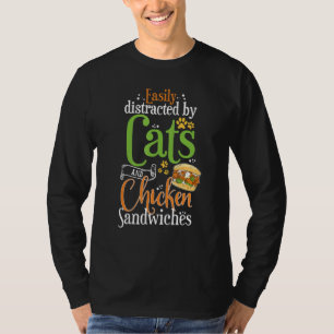 Camiseta Sándwich de pollo Gatos y hamburguesa de pollo