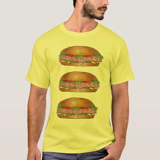 Camiseta Sándwich de submarino Sub Grinder Hoagie Hero Food (Anverso)