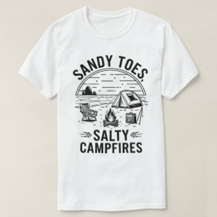 Camiseta Sandy Toes Salty Campfire Camping Diseño