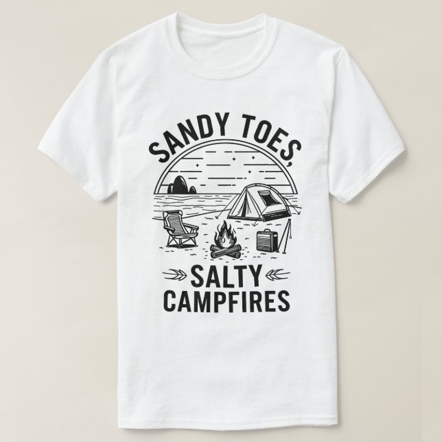 Camiseta Sandy Toes Salty Campfire Camping Diseño (Diseño del anverso)