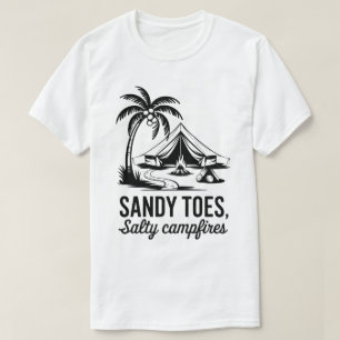 Camiseta Sandy Toes Salty Campfires Beach Camping Design