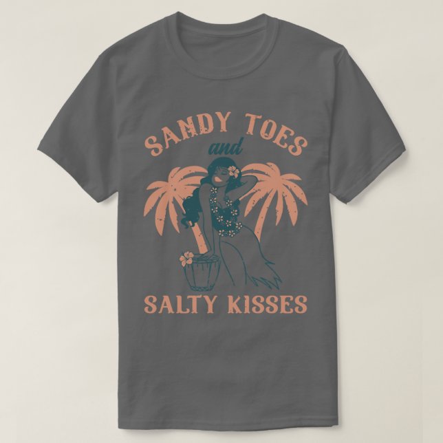 Camiseta Sandy Toes Salty Kiss Hula Chica Beach Summertime (Diseño del anverso)