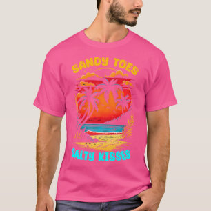 Camiseta Sandy Toes Salty Kiss Summer Beach lover Funny