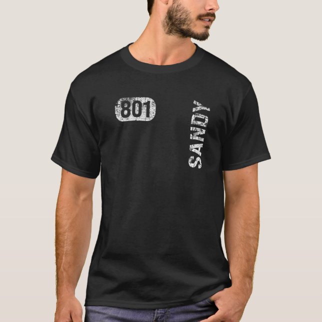 Camiseta Sandy Utah 801 Código de área Retro de cosecha (Anverso)