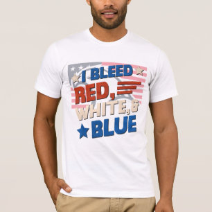 Camiseta Sangrado rojo, blanco y azul - Tee patriótico de E