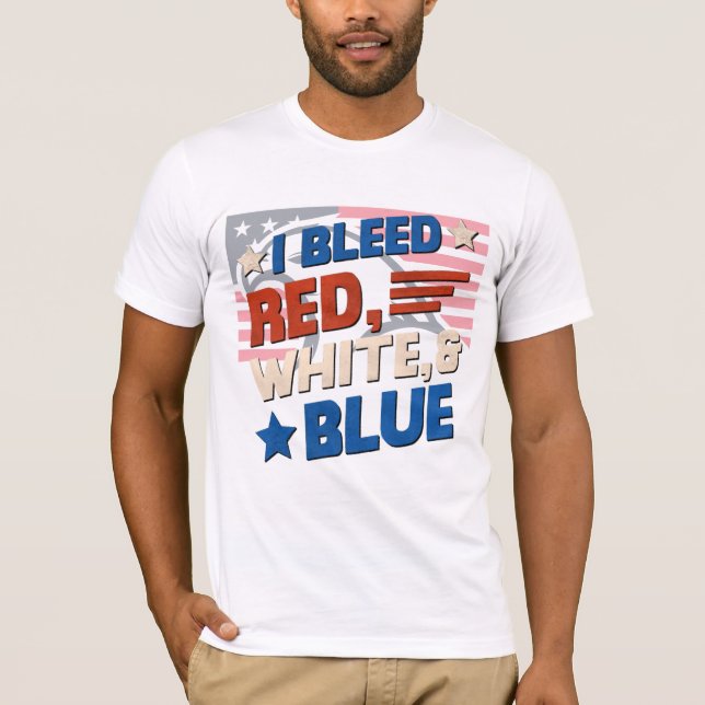 Camiseta Sangrado rojo, blanco y azul - Tee patriótico de E (Anverso)