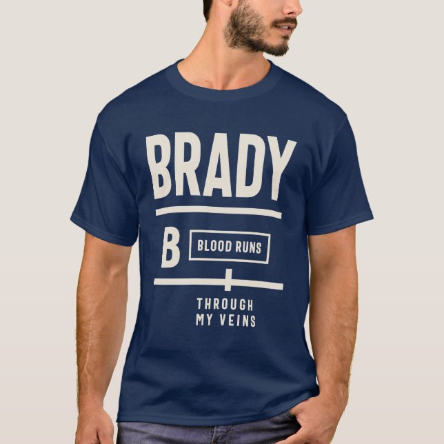 Camiseta Sangre Brady Corre A Través De Mis venas - Nombre  (Anverso)