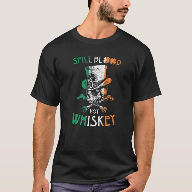 Camiseta Sangre derramada No Whiskey T Irish Skeleton Biker (Anverso)