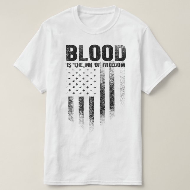 Camiseta sangre es la tinta og libertad veteranos la sangre (Diseño del anverso)