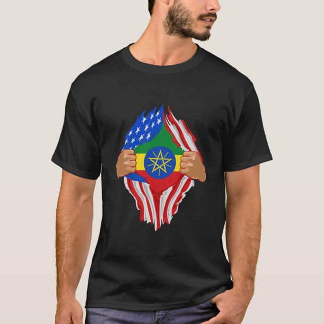 Camiseta Sangre etíope dentro de mí, regalo de bandera de E (Anverso)