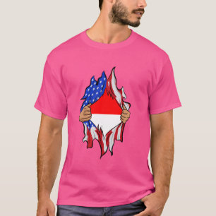 Camiseta Sangre indonesia dentro de mí Orgullosa bandera de
