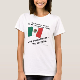 Camiseta Sangre México fluye por venas a veces tequila
