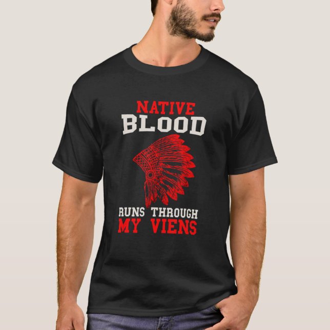 Camiseta Sangre Nativa Corre Cabecera De Warbonnet Nativa E (Anverso)