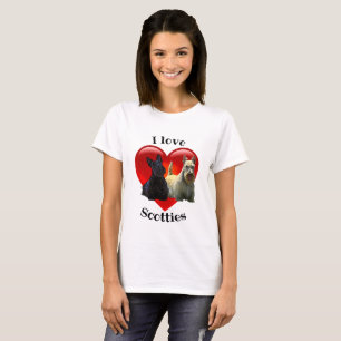 Camiseta Sangre negra escocesa, I Iove Scotti, corazón rojo