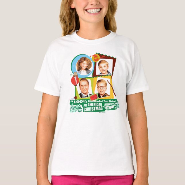 Camiseta Sangre Roja, Dos Puños, Todos Navidades Americanos (Anverso)