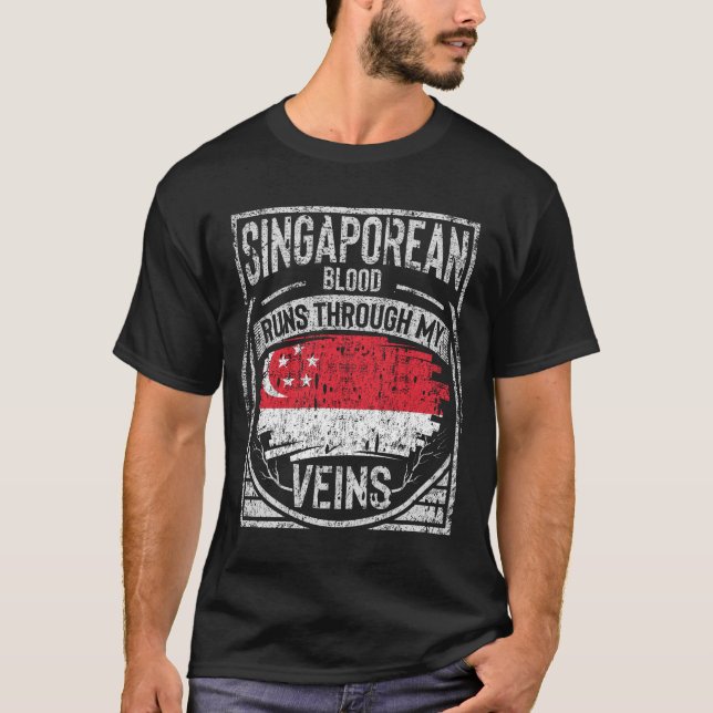 Camiseta Sangre singapurense corre por mis venas (Anverso)