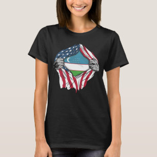 Camiseta Sangre uzbeka dentro de mí bandera de Uzbekistán