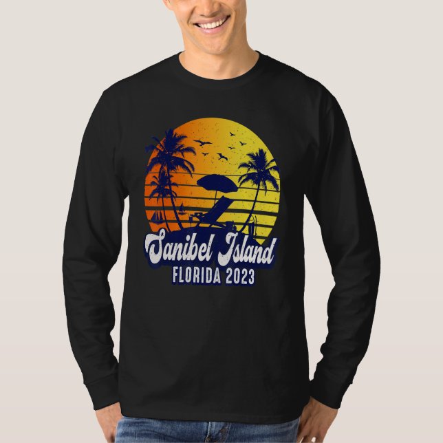 Camiseta Sanibel Island 2023 Florida Sunset Beach Retro (Anverso)