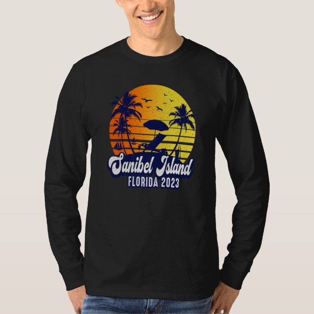 Camiseta Sanibel Island 2023 Florida Sunset Beach Retro Pre (Anverso)