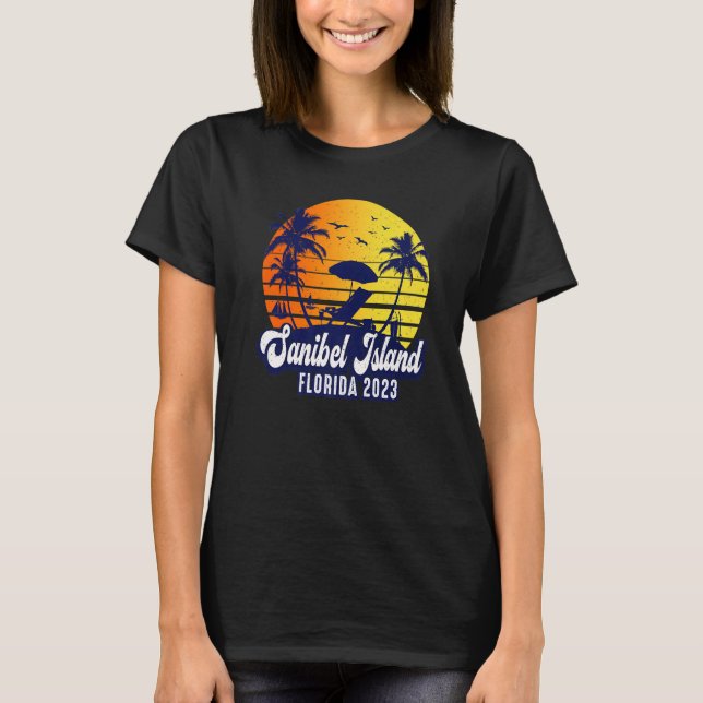 Camiseta Sanibel Island 2023 Florida Sunset Beach Retro Pre (Anverso)
