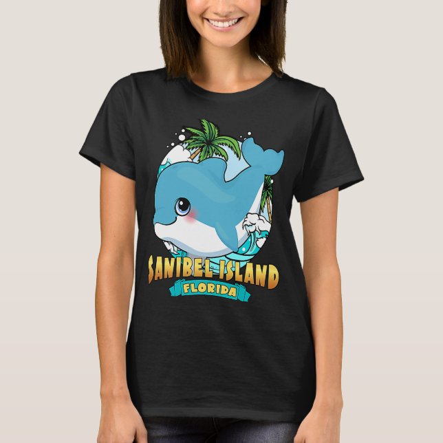 Camiseta SANIBEL ISLAND FLORIDA Cute Baby Dolphin Beach Sou (Anverso)