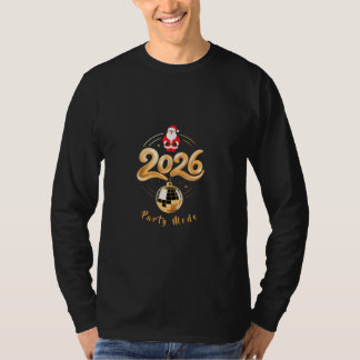 Camiseta Santa 2026 Party Mode Gold Disco Christmas