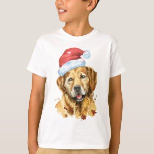Camiseta Santa acuarela de Golden Retriever