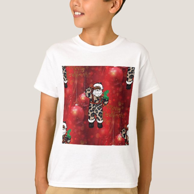 Camiseta santa african leopard claus red (Anverso)