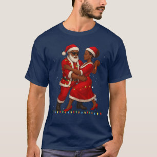 Camiseta Santa africano Señora Claus bailando afroamericana