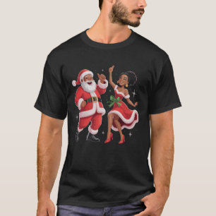 Camiseta Santa africano Señora Claus bailando Navidad ameri