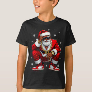 Camiseta Santa afroamericano Navidad Xmas negro Mujeres