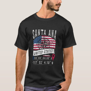 Camiseta Santa Ana Coordenadas GPS de la bandera de los Est