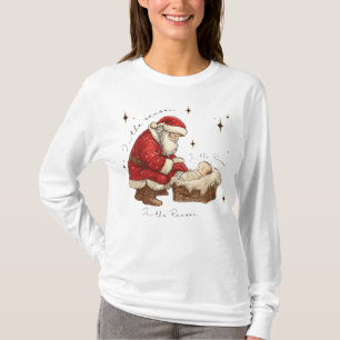 Camiseta Santa arrodillada al lado del Niño Jesús - En la r
