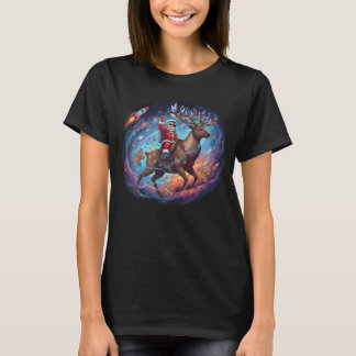Camiseta Santa Astronaut Riding Flying Reindeer Space Chris