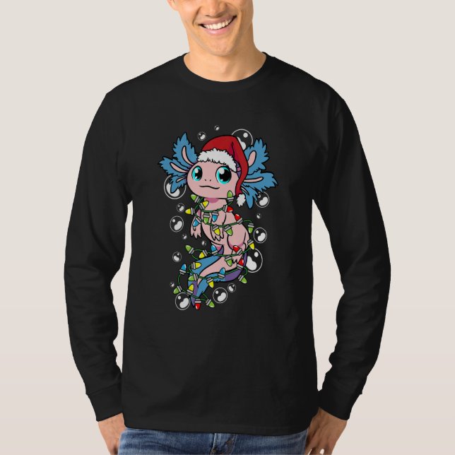 Camiseta Santa Axolotl Christmas Tree Lights Xmas Axolotl (Anverso)